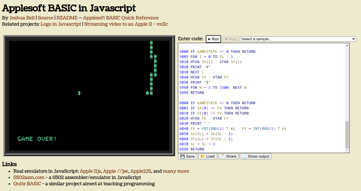 Happy submission to AppleSoft Basic Snake Game Challange