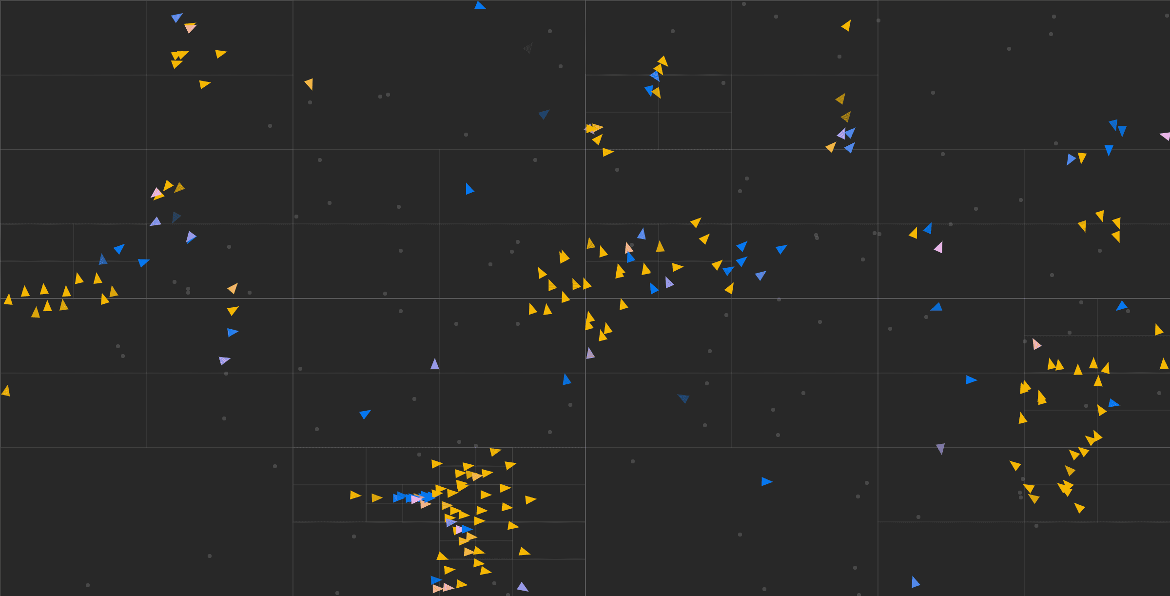 3D flocking in C++ and compute shaders with octree and regular grid